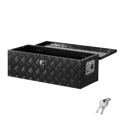 Heavy duty aluminum tool box for truck bed, black, 76 x 33 x 23 cm
