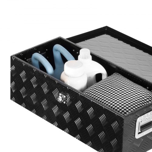 Heavy duty aluminum tool box for truck bed, black, 76 x 33 x 23 cm