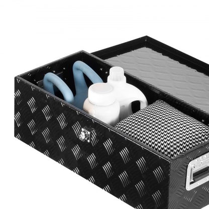 Heavy duty aluminum tool box for truck bed, black, 76 x 33 x 23 cm