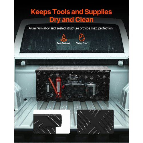 Robuster Aluminium-Werkzeugkasten für die Ladefläche, schwarz, 89 x 33 x 33 cm