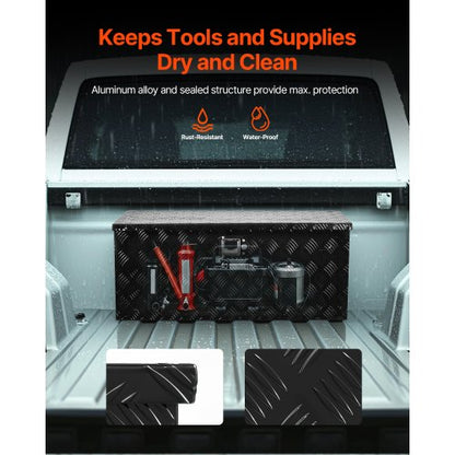 Robuster Aluminium-Werkzeugkasten für die Ladefläche, schwarz, 89 x 33 x 33 cm