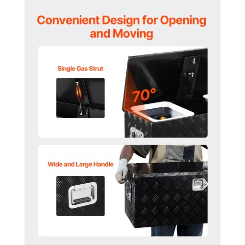 Robuster Aluminium-Werkzeugkasten für die Ladefläche, schwarz, 89 x 33 x 33 cm