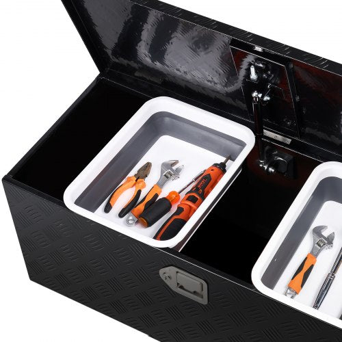 Robuster Aluminium-Werkzeugkasten für die Ladefläche, schwarz, 89 x 33 x 33 cm