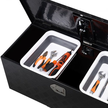 Robuster Aluminium-Werkzeugkasten für die Ladefläche, schwarz, 89 x 33 x 33 cm