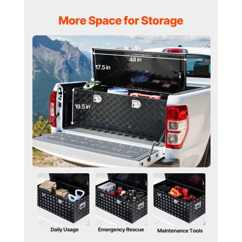 112 cm x 43 cm x 43 cm Hochleistungs-Werkzeugkasten aus Aluminium für die Ladefläche, schwarz