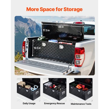 112 cm x 43 cm x 43 cm Hochleistungs-Werkzeugkasten aus Aluminium für die Ladefläche, schwarz