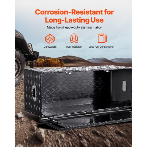 112 cm x 43 cm x 43 cm Hochleistungs-Werkzeugkasten aus Aluminium für die Ladefläche, schwarz