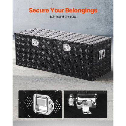 112 cm x 43 cm x 43 cm Hochleistungs-Werkzeugkasten aus Aluminium für die Ladefläche, schwarz