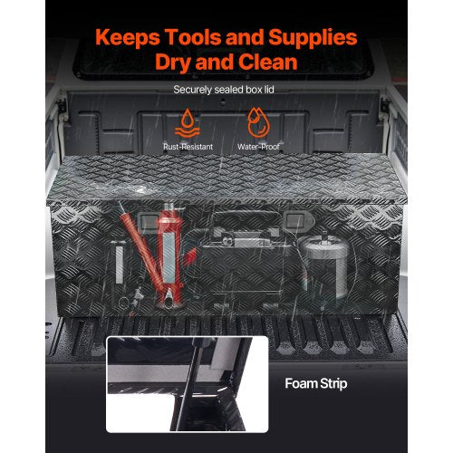 112 cm x 43 cm x 43 cm Hochleistungs-Werkzeugkasten aus Aluminium für die Ladefläche, schwarz