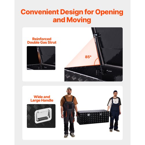 112 cm x 43 cm x 43 cm Hochleistungs-Werkzeugkasten aus Aluminium für die Ladefläche, schwarz