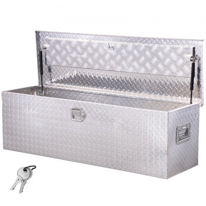 112 cm x 33 cm x 33 cm Robust aluminum tool box for truck bed, pickup/motorhome, silver