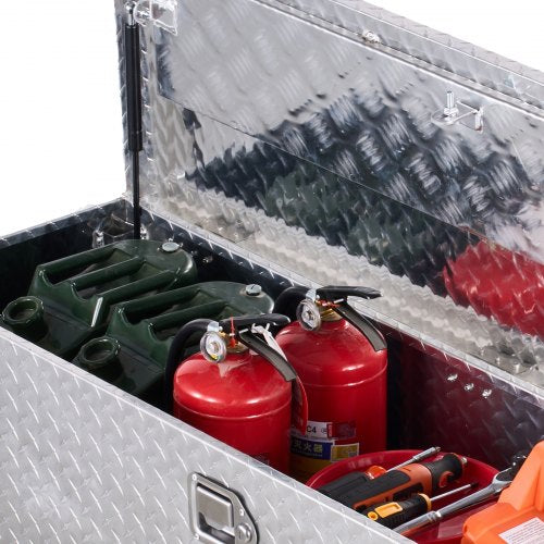 112 cm x 33 cm x 33 cm Robust aluminum tool box for truck bed, pickup/motorhome, silver
