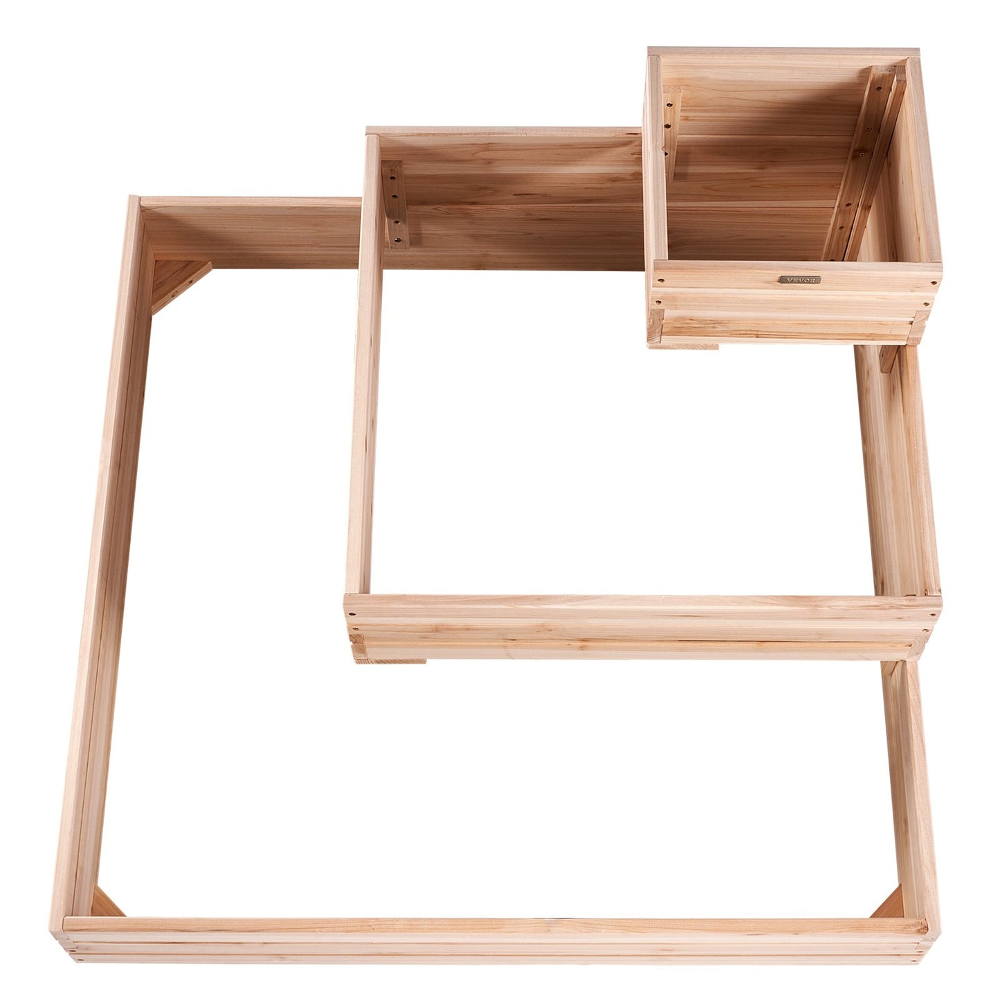 Upphöjd trädgårdssäng, 3,7 x 3,7 x 1,7 fot planteringslådor i trä, planteringslådor utomhus med öppen bas, för odling av blommor/grönsaker/örter på bakgård/trädgård/uteplats/balkong, Burlywood