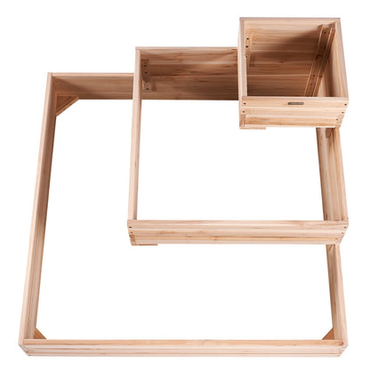 Upphöjd trädgårdssäng, 3,7 x 3,7 x 1,7 fot planteringslådor i trä, planteringslådor utomhus med öppen bas, för odling av blommor/grönsaker/örter på bakgård/trädgård/uteplats/balkong, Burlywood