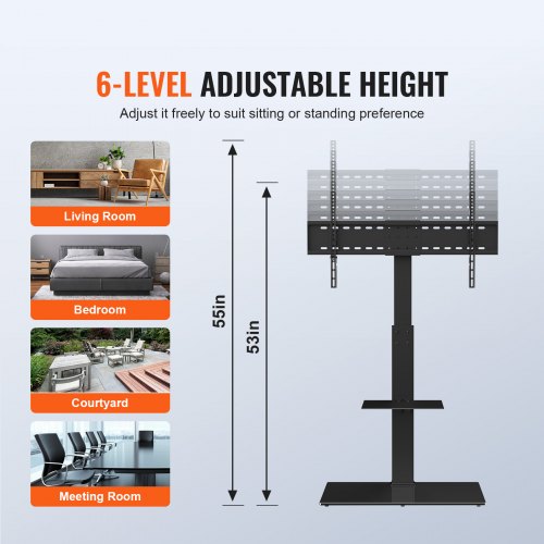 TV-stativfäste Vridbart universellt TV-stativ för 32-85 tums TV-apparater Justerbar höjd