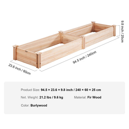 Raised Garden Bed, 7.9 x 2 x 0.8 ft Wooden Planter Boxes, Outdoor Planter Boxes with Open Base, for Growing Flowers/Vegetables/Herbs in Backyard/Garden/Patio/Balcony, Burlywood