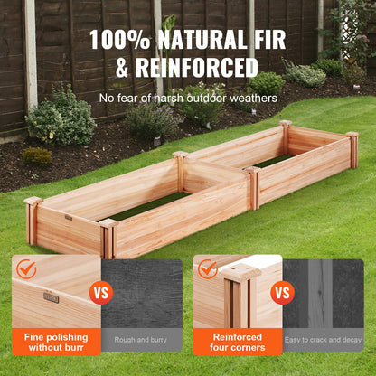 Raised Garden Bed, 7.9 x 2 x 0.8 ft Wooden Planter Box, Outdoor Planting Boxes with Open Base, for Growing Flowers/Vegetables/Herbs in Backyard/Garden/Patio/Balcony, Burlywood