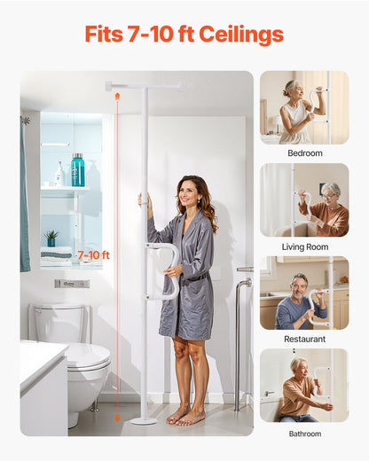 Golv-till-tak överföringsstång 300 pund Kapacitet för 7-10 fot tak vit