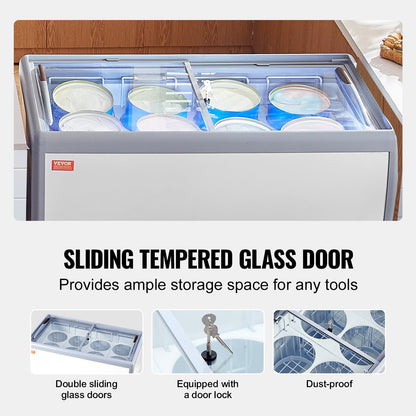 370 L kommerzielle Glasvitrine für Eiscreme-Gefrierschrank