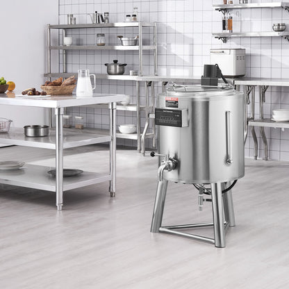 Milk Pasteurizer 50L, Commercial Milk Pasteurization Machine, Food Grade 304 Stainless Steel, Professional Pasteurization with Time and Temperature Control, for Milk Juice Yogurt Sterilization