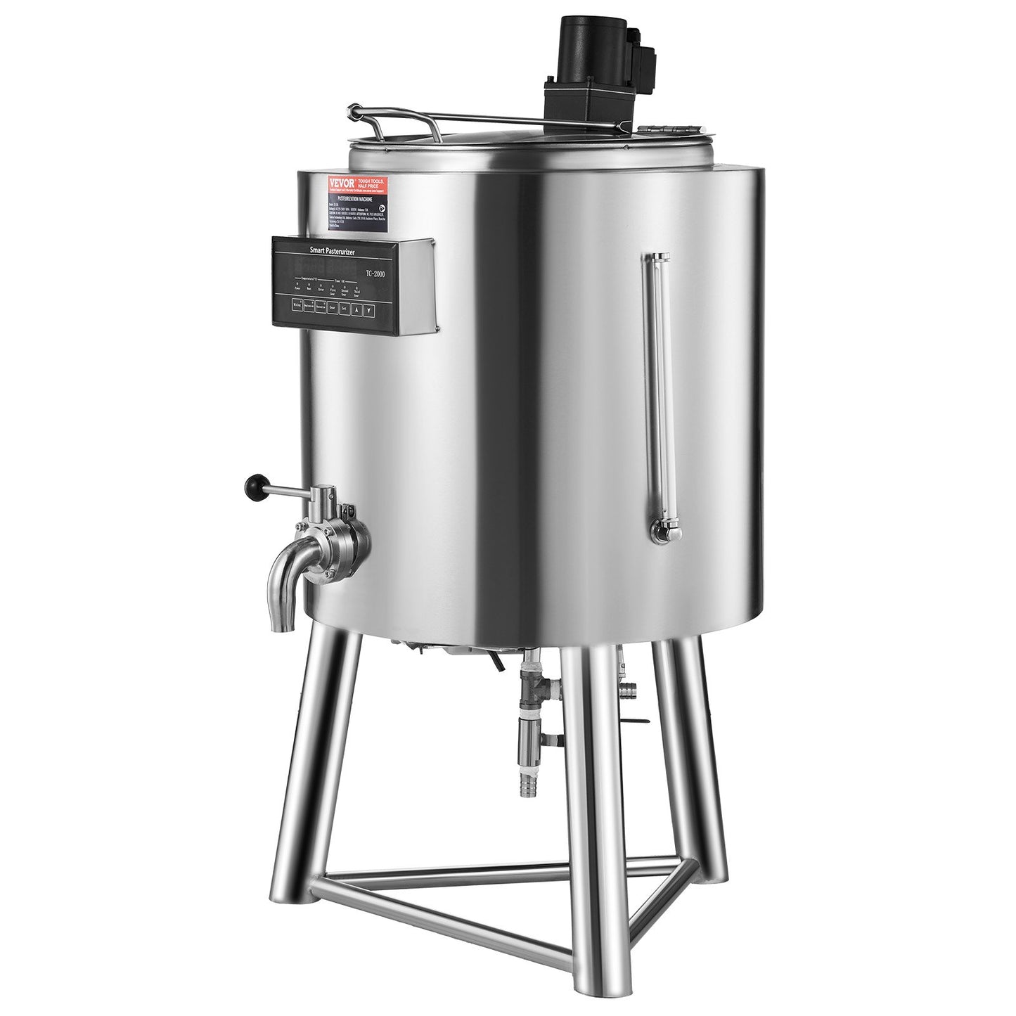 Milk Pasteurizer 50L, Commercial Milk Pasteurization Machine, Food Grade 304 Stainless Steel, Professional Pasteurization with Time and Temperature Control, for Milk Juice Yogurt Sterilization