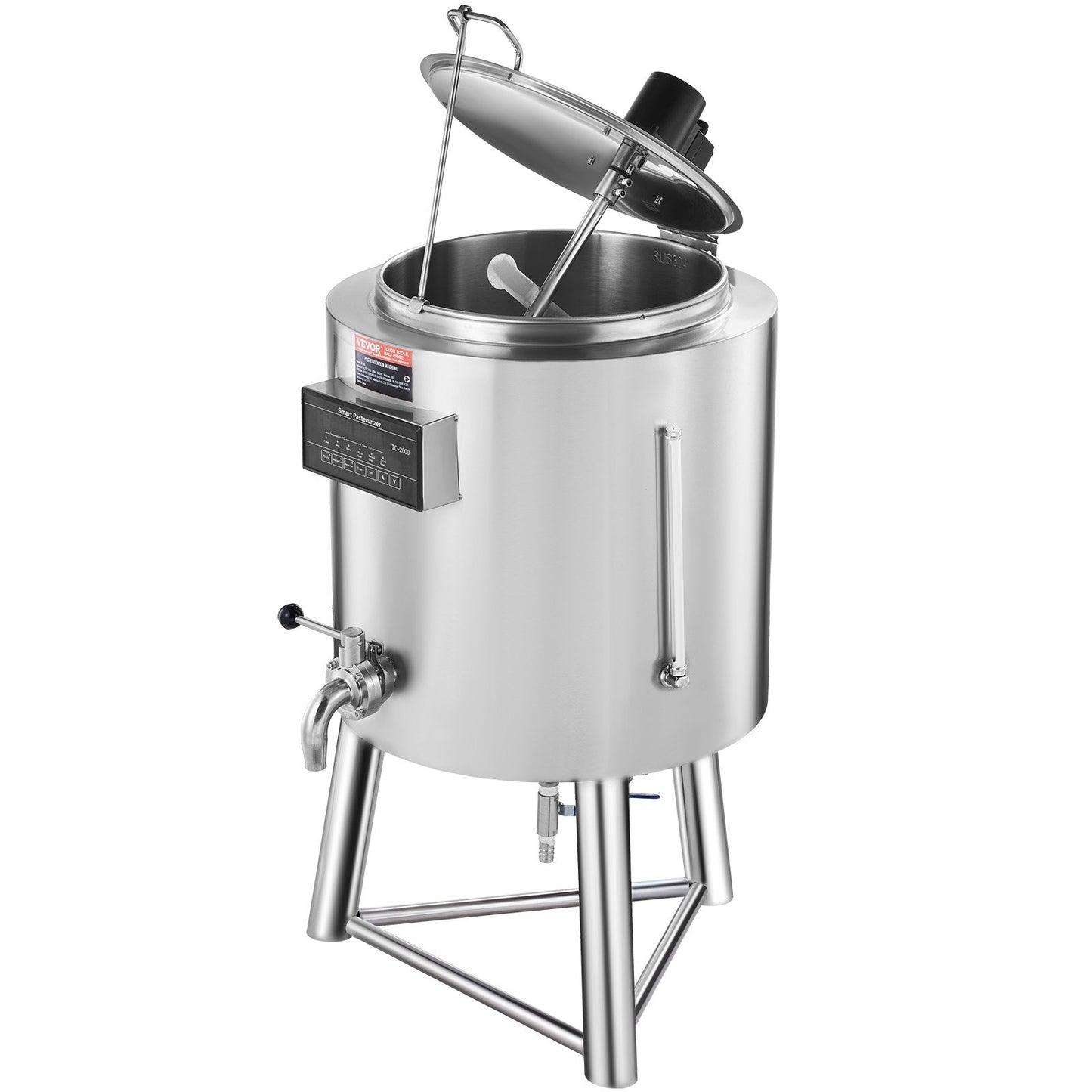 Milk Pasteurizer 50L, Commercial Milk Pasteurization Machine, Food Grade 304 Stainless Steel, Professional Pasteurization with Time and Temperature Control, for Milk Juice Yogurt Sterilization