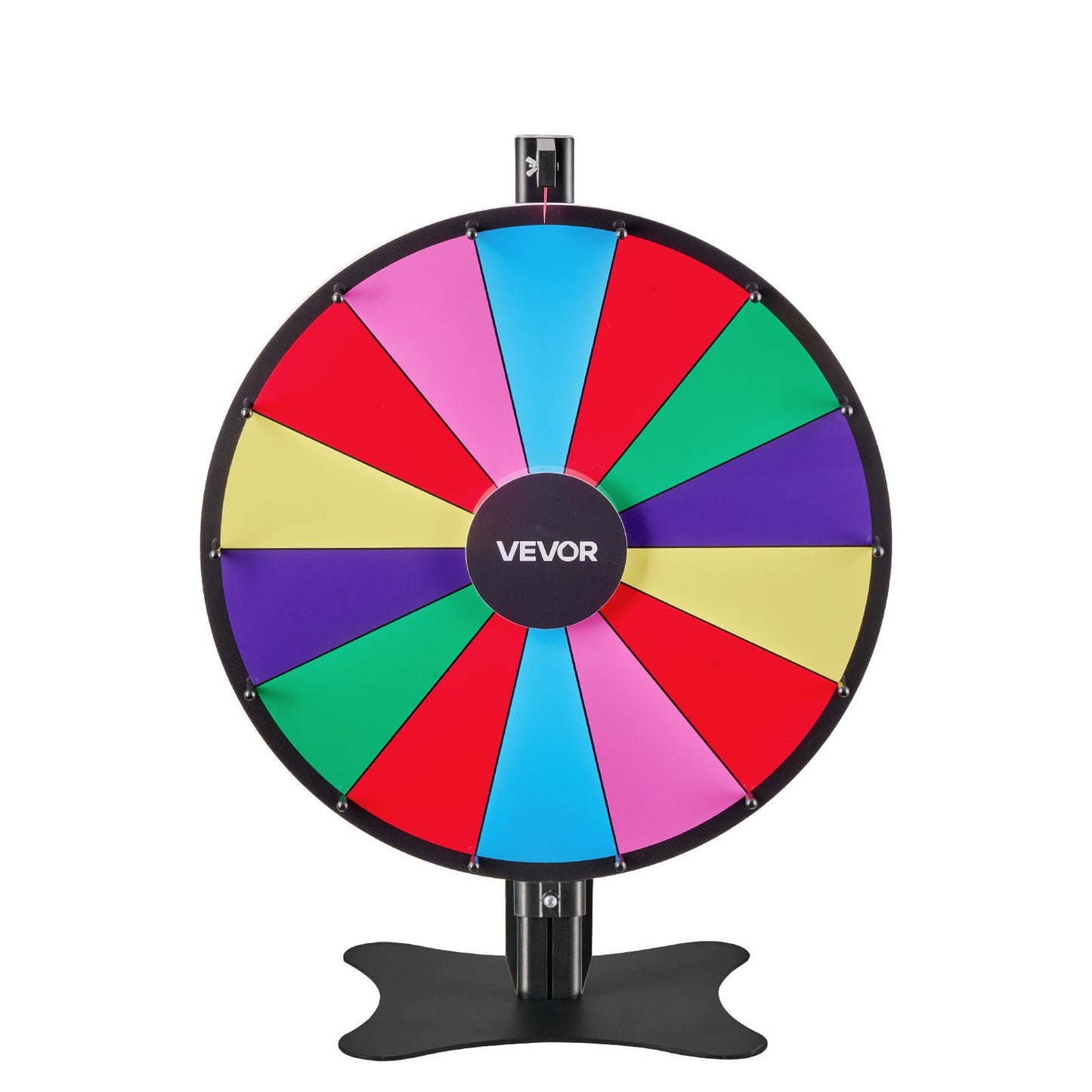 24 in Spinning Prize Wheel, 14 Slots Spinning Wheel with Stand, Adjustable Height Win Fortune Roulette with a Dry Erase and 2 Markers, 6 Colors, Easy Assembly, for Party Pub Trade Show Carnival