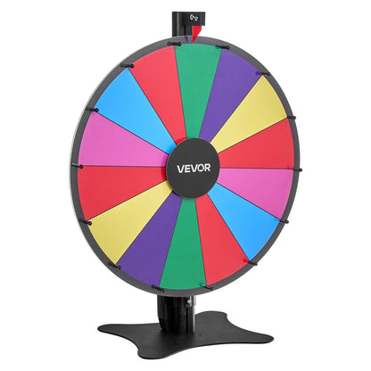 24 in Spinning Prize Wheel, 14 Slots Spinning Wheel with Stand, Adjustable Height Win Fortune Roulette with a Dry Erase and 2 Markers, 6 Colors, Easy Assembly, for Party Pub Trade Show Carnival