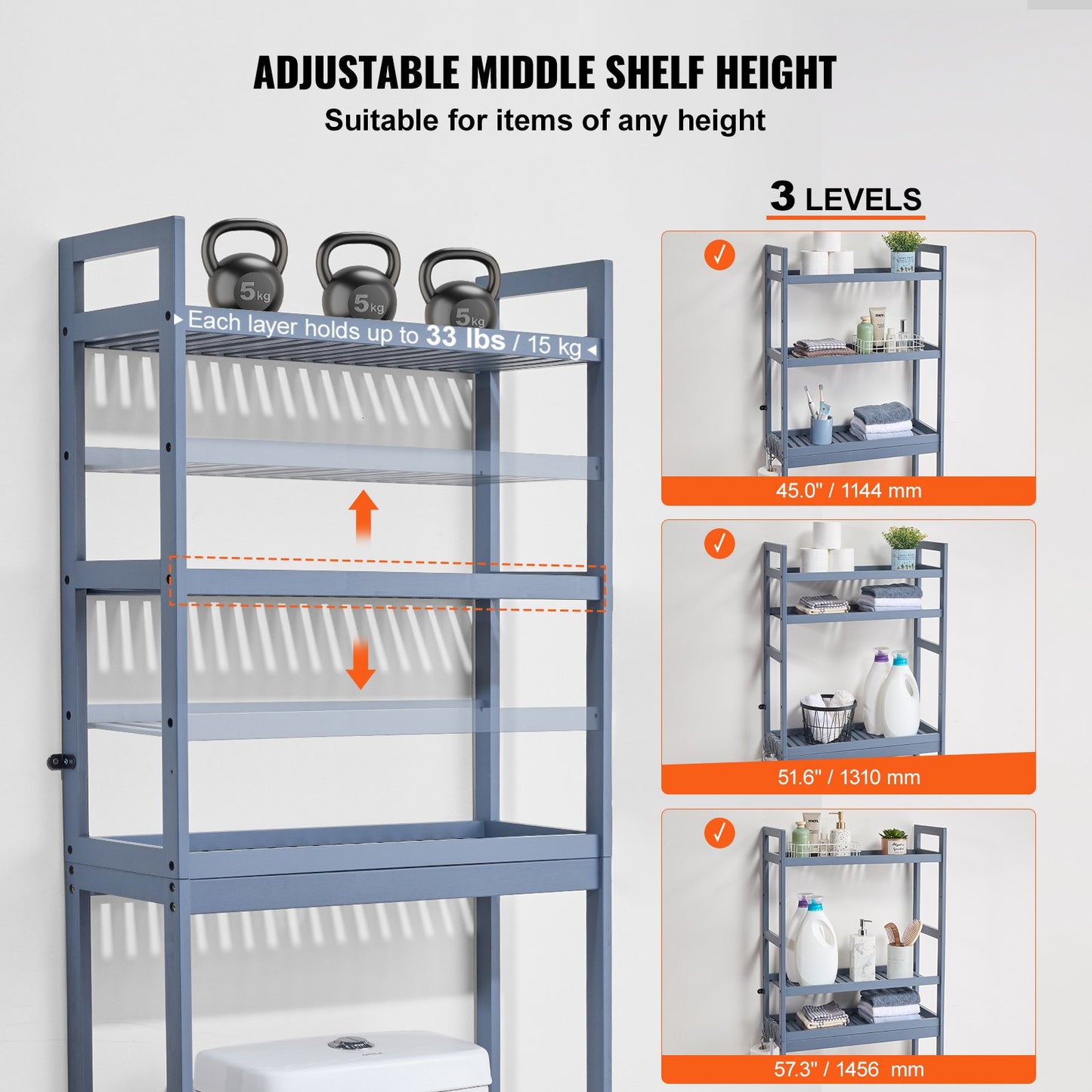 Über der Toilette Aufbewahrung 3-Tier Badezimmer Regal Rack Space Saver Organizer