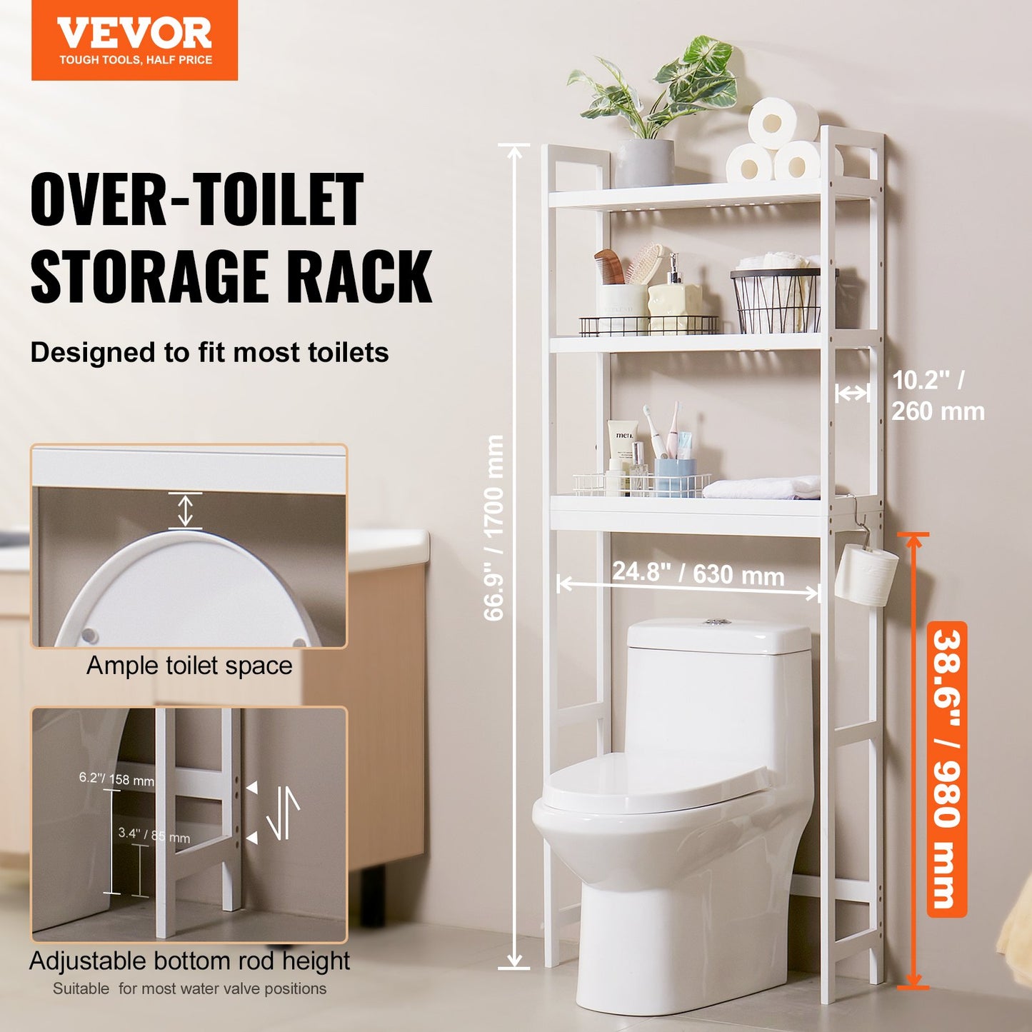 Über der Toilette Aufbewahrung 3-Tier Badezimmer Regal Rack Space Saver Organizer