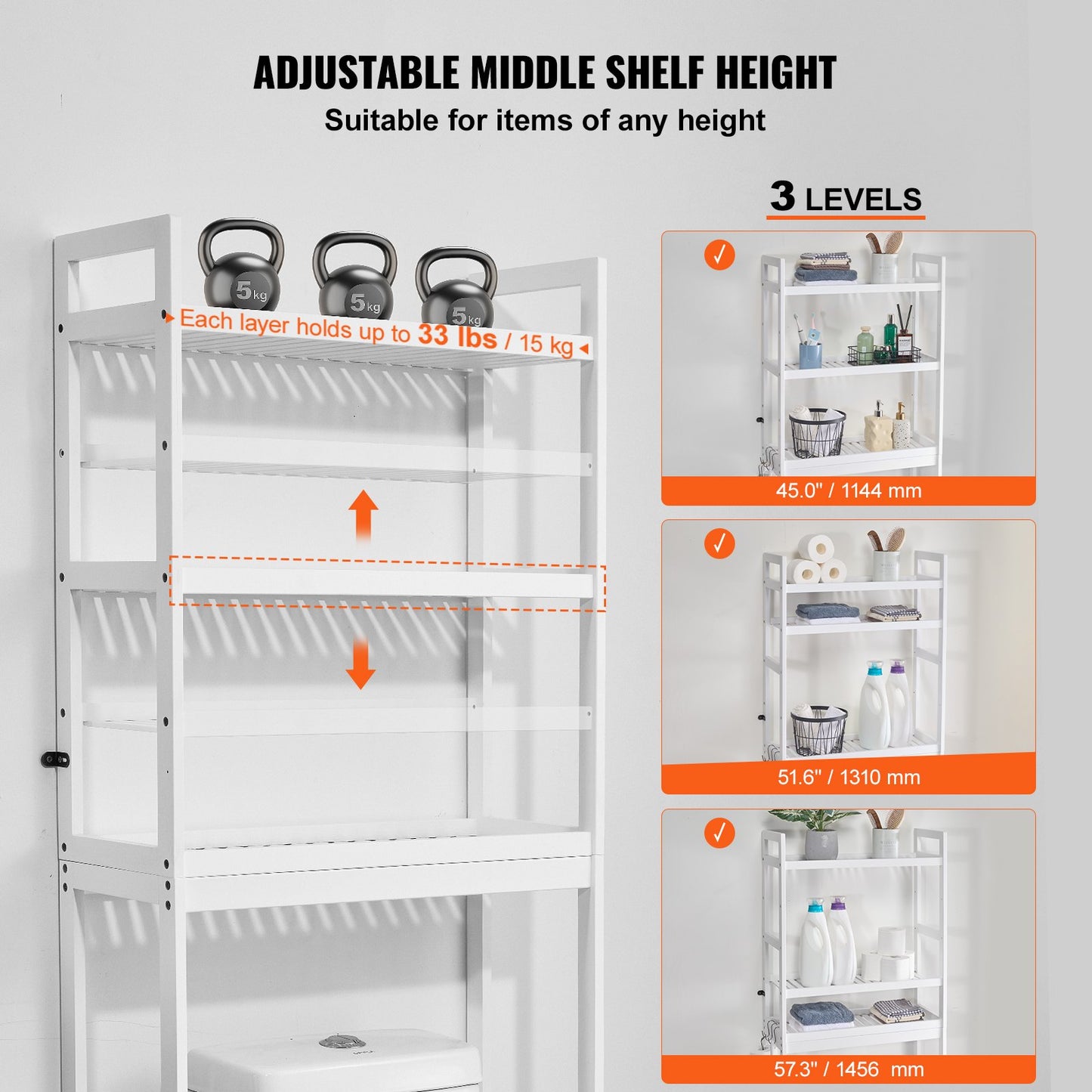 Über der Toilette Aufbewahrung 3-Tier Badezimmer Regal Rack Space Saver Organizer
