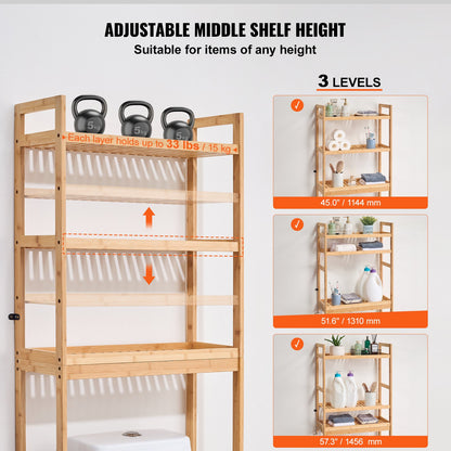 Over the Toilet Storage 3-Tier Bathroom Shelf Rack Space Saver Organizer