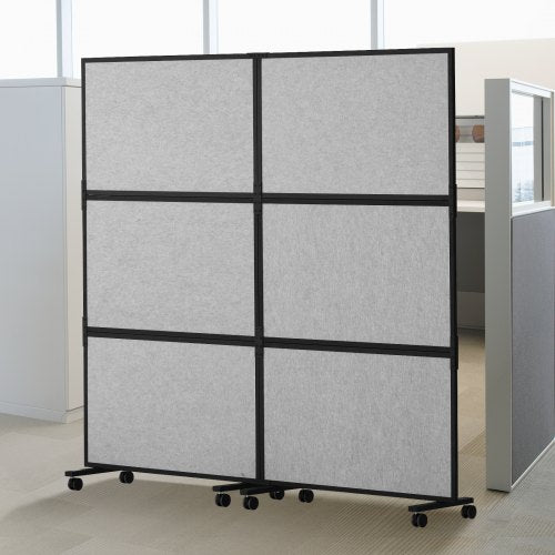Office Divider, 2 Panel Office Partition, Freestanding Office Divider Wall Partition & Privacy Divider Reduce Noise and Room Separation, Light Grey