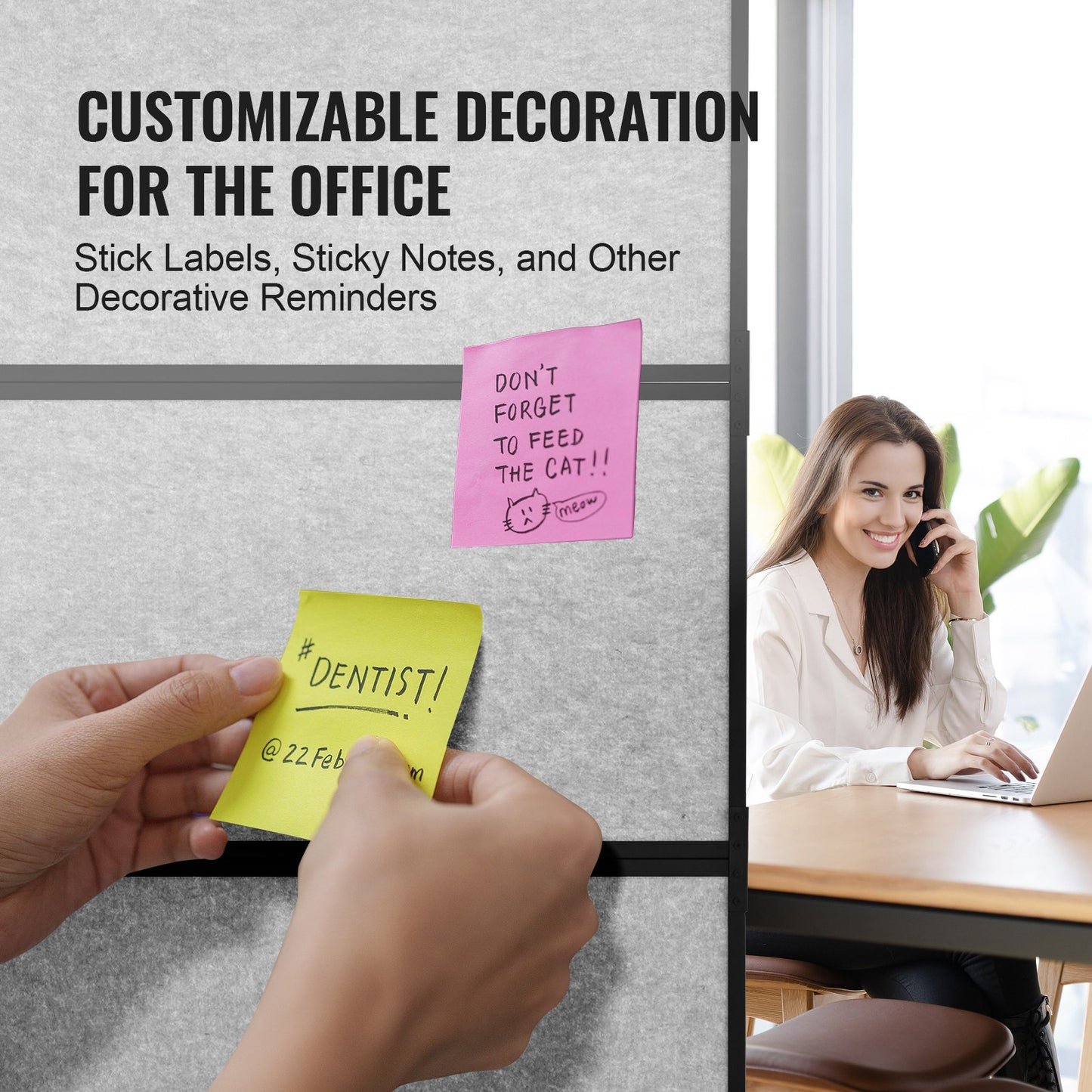 Office Divider, 2 Panel Office Partition, Freestanding Office Divider Wall Partition & Privacy Divider Reduce Noise and Room Separation, Light Grey