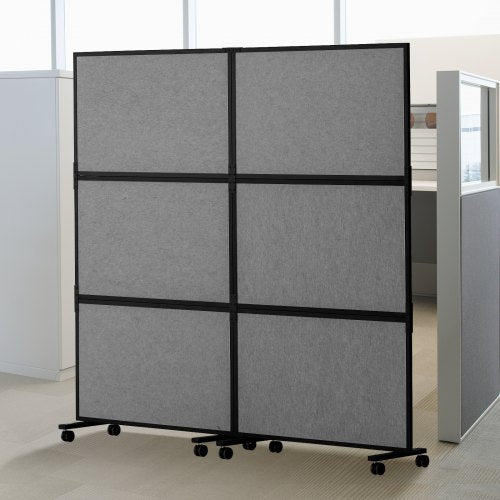 Office Divider, 2 Panel Office Partition, Freestanding Office Divider Wall Partition & Privacy Divider Reduce Noise and Room Separation, Dark Grey