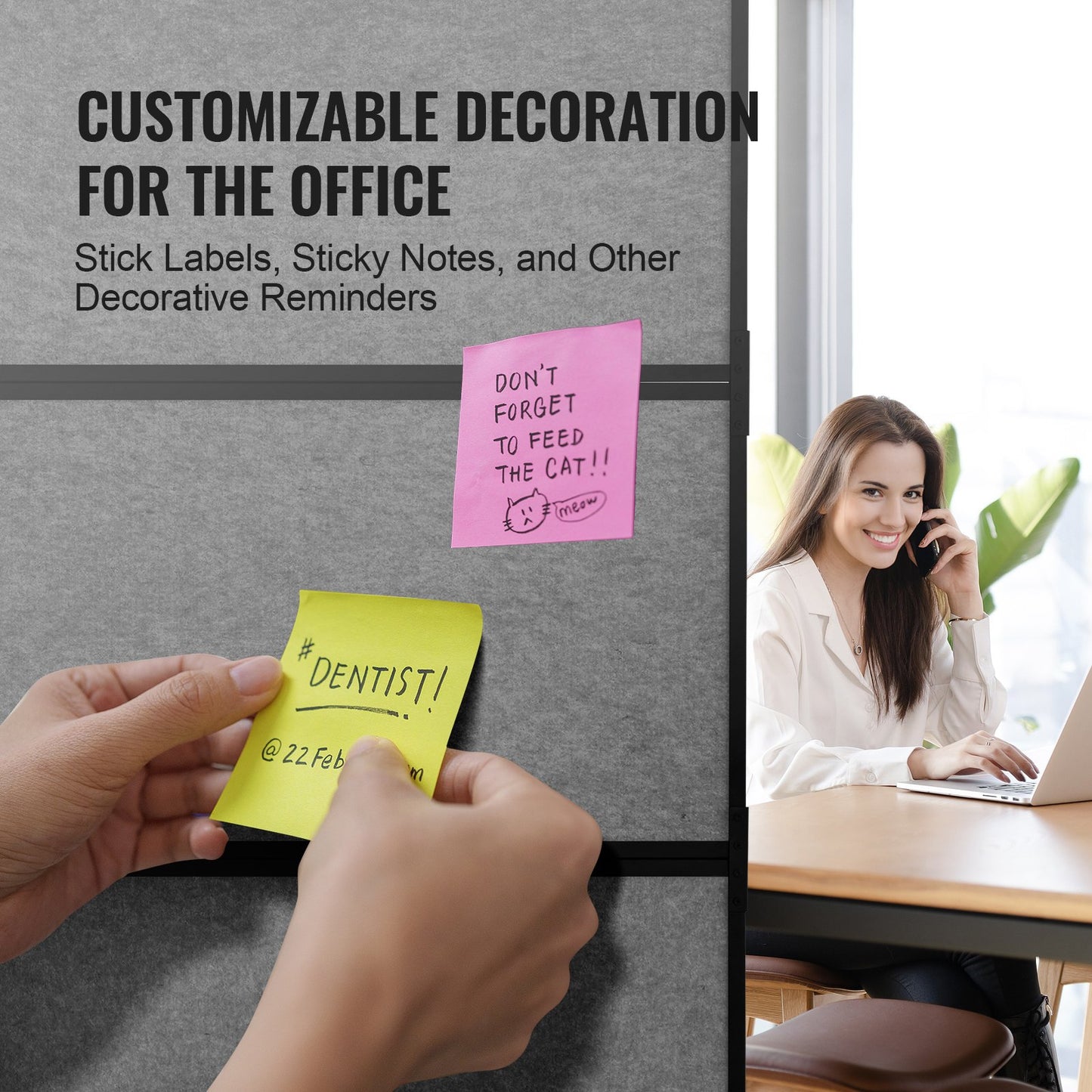 Office Divider, 2 Panel Office Partition, Freestanding Office Divider Wall Partition & Privacy Divider Reduce Noise and Room Separation, Dark Grey