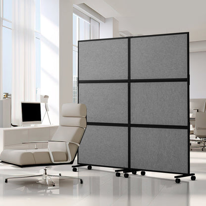 Office Divider, 2 Panel Office Partition, Freestanding Office Divider Wall Partition & Privacy Divider Reduce Noise and Room Separation, Dark Grey