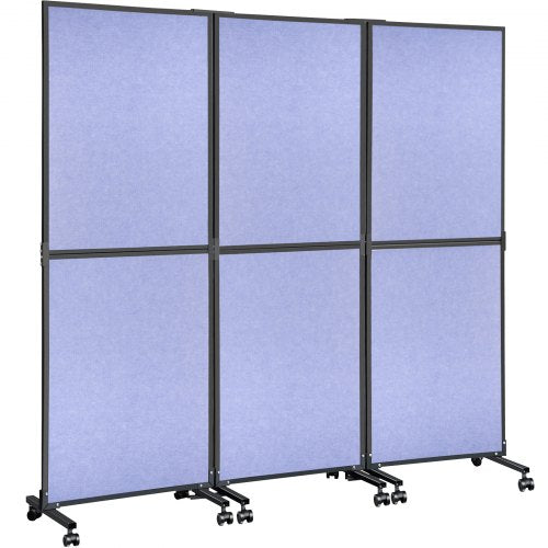Acoustic Room Divider 72\" x 66\" Office Partition Panel 3 Pack Office Divider Wall Steel Blue Office Dividers Partition Wall Polyester & 45 Steel Cubicle Wall Reduce Noise and Visual Distractio