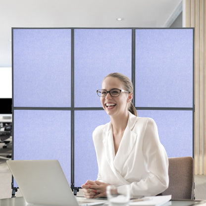 Acoustic Room Divider 72\" x 66\" Office Partition Panel 3 Pack Office Divider Wall Steel Blue Office Dividers Partition Wall Polyester & 45 Steel Cubicle Wall Reduce Noise and Visual Distractio