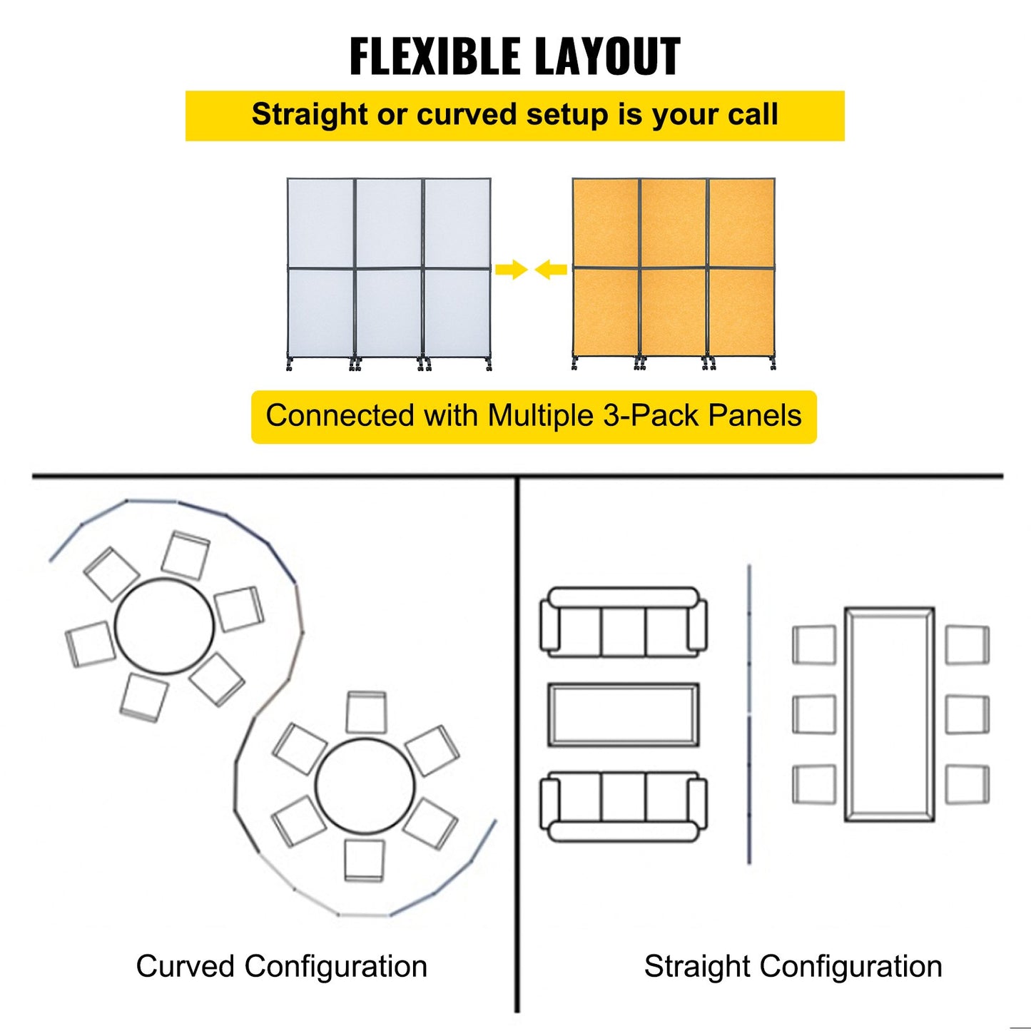 Acoustic Room Divider 72\" x 66\" Office Partition Panel 3 Pack Office Divider Wall Cool Gray Office Dividers Partition Wall Polyester & 45 Steel Cubicle Wall Reduce Noise and Visual Distraction
