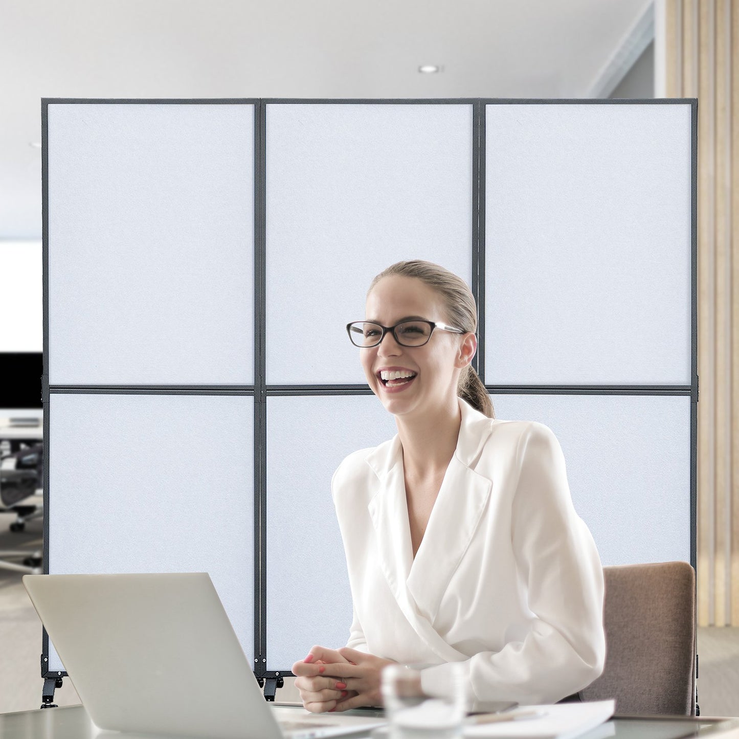 Acoustic Room Divider 72\" x 66\" Office Partition Panel 3 Pack Office Divider Wall Cool Gray Office Dividers Partition Wall Polyester & 45 Steel Cubicle Wall Reduce Noise and Visual Distraction