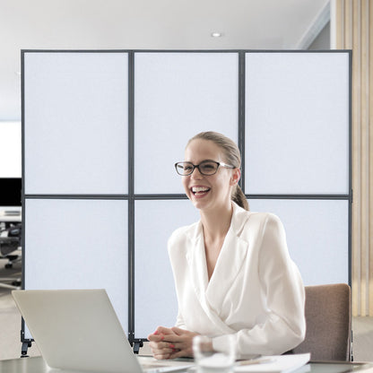 Acoustic Room Divider 72\" x 66\" Office Partition Panel 3 Pack Office Divider Wall Cool Gray Office Dividers Partition Wall Polyester & 45 Steel Cubicle Wall Reduce Noise and Visual Distraction