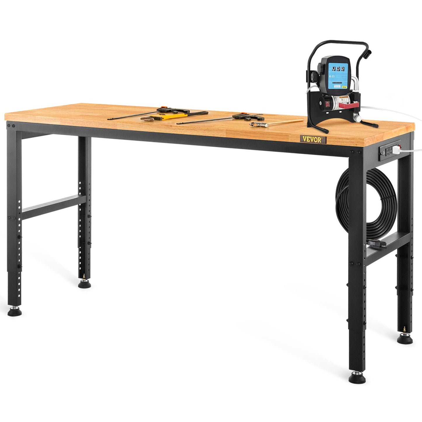 Adjustable Height Workbench 48"L x 20"W Workbench Table with Power Outlet