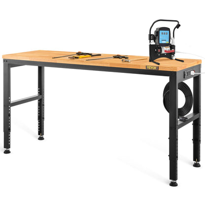 Adjustable Height Workbench 48"L x 20"W Workbench Table with Power Outlet