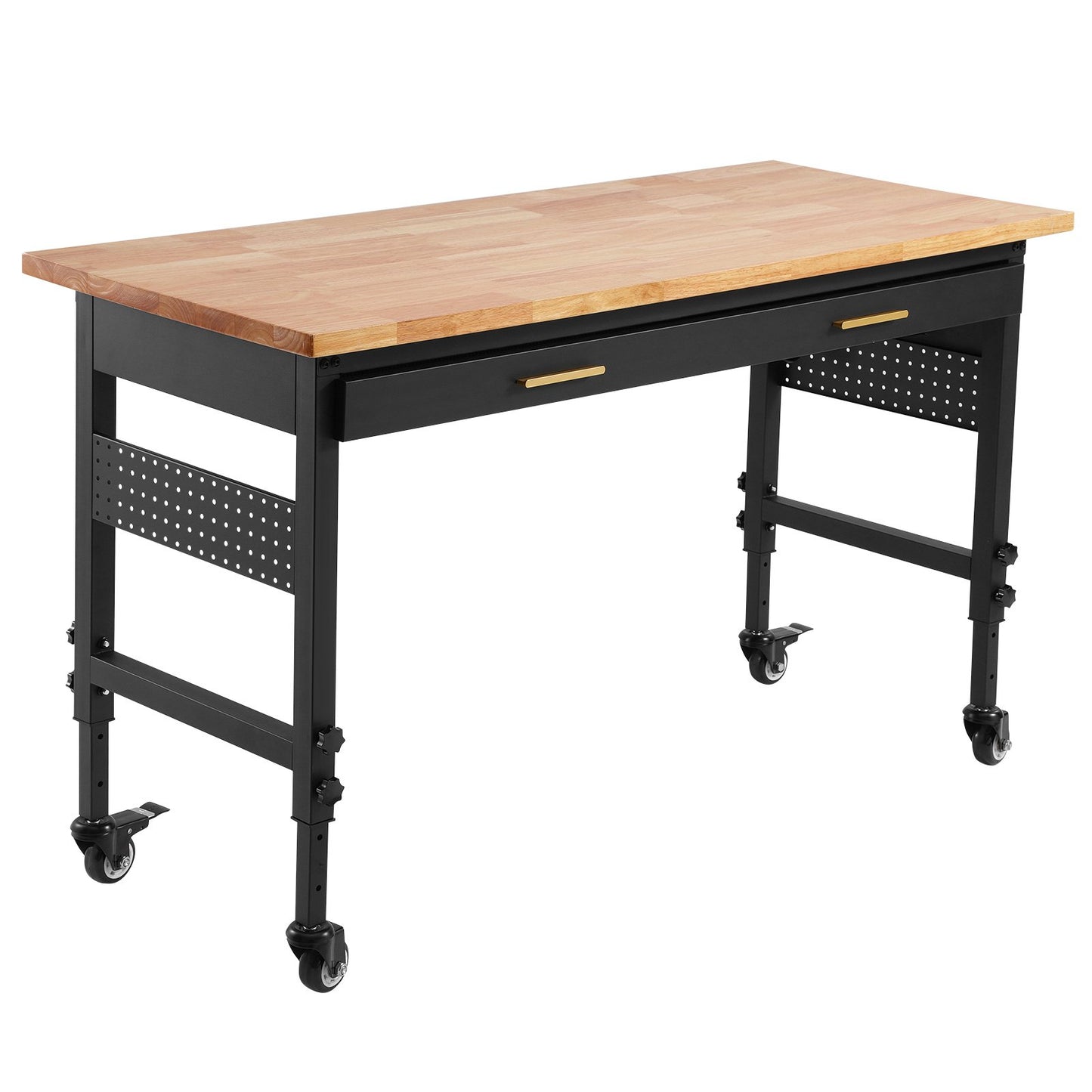 60" workbench on wheels Adjustable height table with power outlet and drawer
