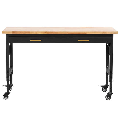 60" workbench on wheels Adjustable height table with power outlet and drawer