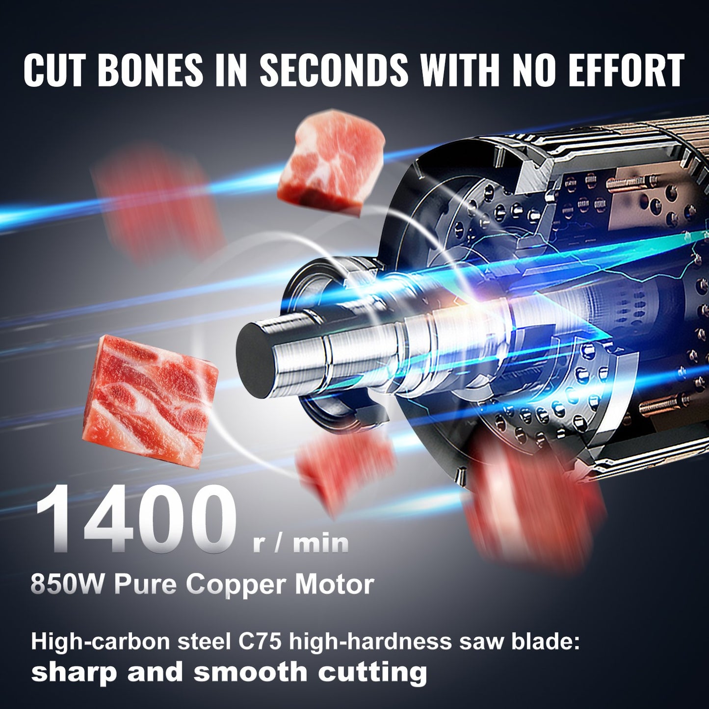 1800W Commercial Electric Meat Band Saw Stainless Steel Bone Saw Machine