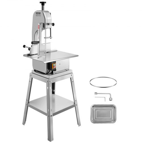 Electric Meat Saw, 850W Stainless Vertical Cutter, 19.1"x15" Workbench, 7.09" Cutting Thickness, Includes 5 Blades for Slicing Frozen Meat, Pork, Beef, and Ribs