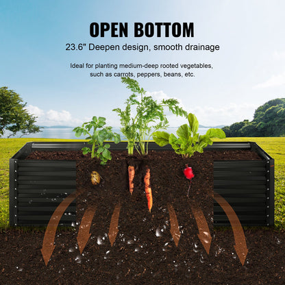 Raised Garden Bed, 8 x 4 x 2 ft Galvanized Metal Planter Box, Outdoor Planting Boxes with Open Base, for Growing Flowers/Vegetables/Herbs in Backyard/Garden/Patio/Balcony, Dark Gray