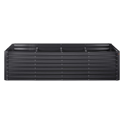 Hochbeet, 240 x 120 x 60 cm, Pflanzkasten aus verzinktem Metall, Pflanzkästen für den Außenbereich mit offenem Boden, für den Anbau von Blumen/Gemüse/Kräutern im Hinterhof/Garten/auf der Terrasse/auf dem Balkon, Dunkelgrau